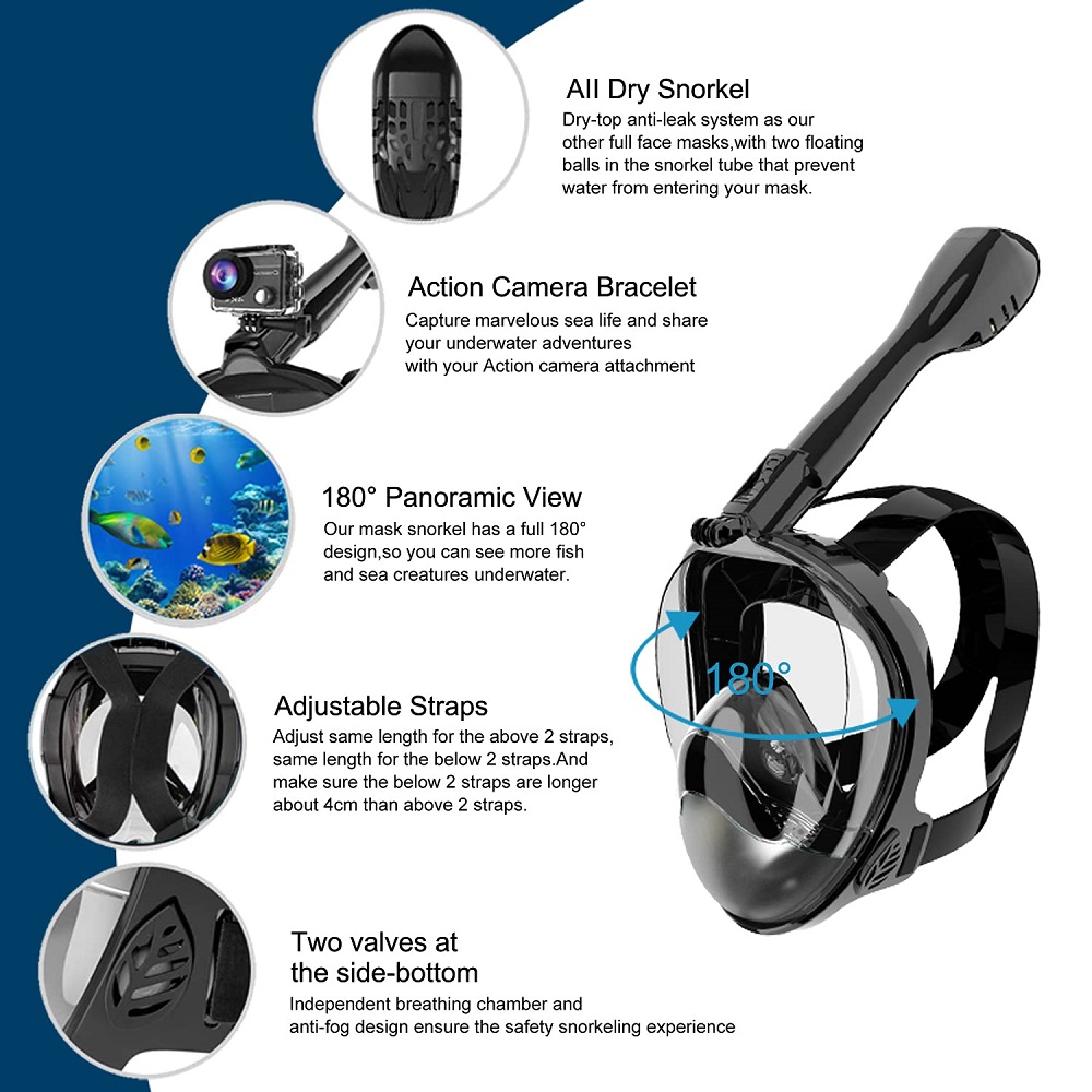 Yetişkinler ve Gençler için Ta - Snorkel Mask Full Face incelemesi ve fiyatı